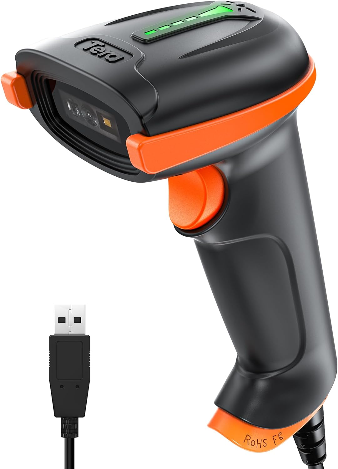Tera D5100Y Barkod Okuyucu - USB Kablolu, 1D ve 2D QR Kod Okuma, Tak ve Çalıştır, Ergonomik Tasarım, Anti-Şok Silikon, IP54 Toz ve Su Koruma, Çoklu Dil Destekli Barkod Tarayıcı