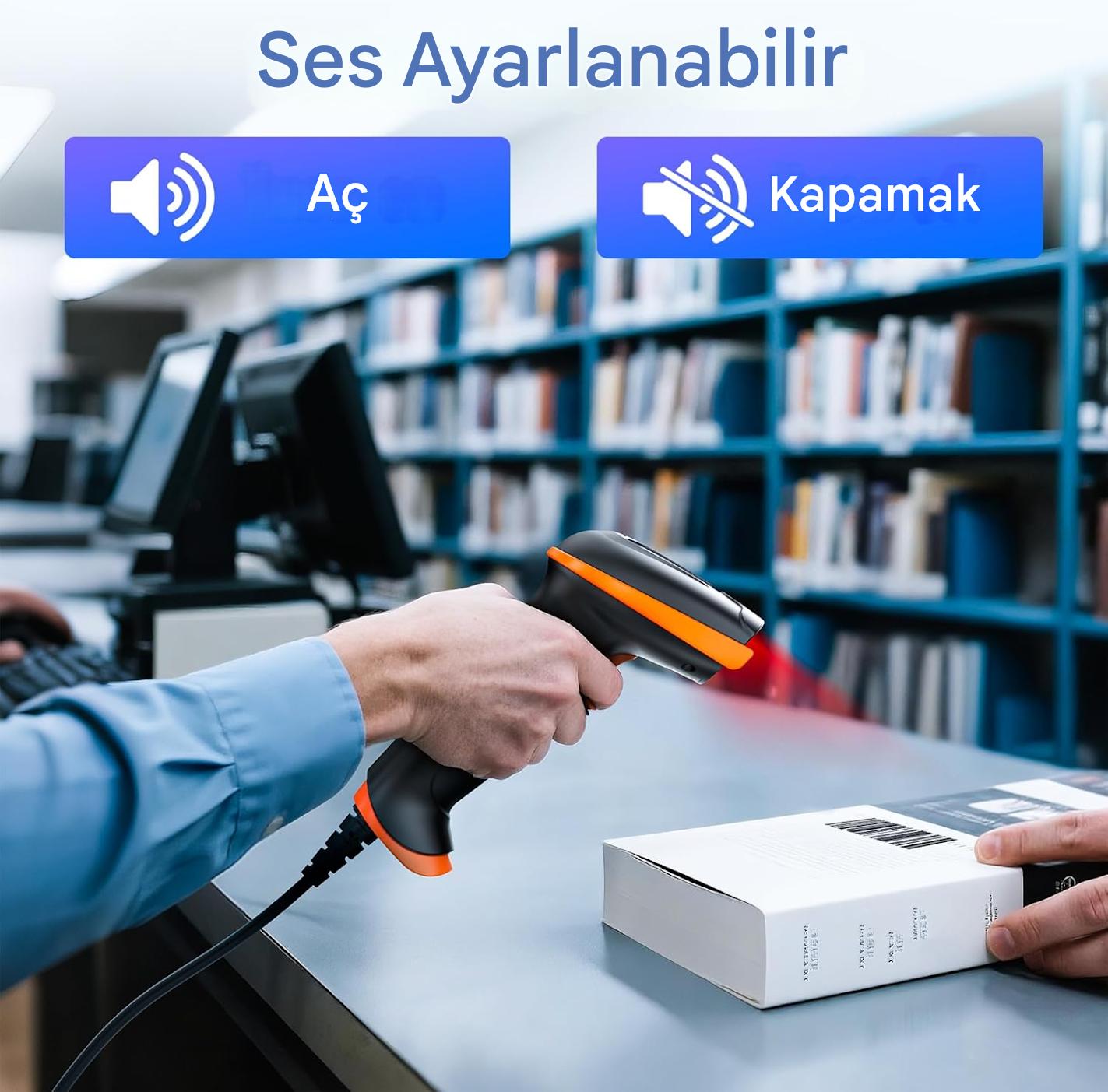 Tera D5100Y Barkod Okuyucu - USB Kablolu, 1D ve 2D QR Kod Okuma, Tak ve Çalıştır, Ergonomik Tasarım, Anti-Şok Silikon, IP54 Toz ve Su Koruma, Çoklu Dil Destekli Barkod Tarayıcı